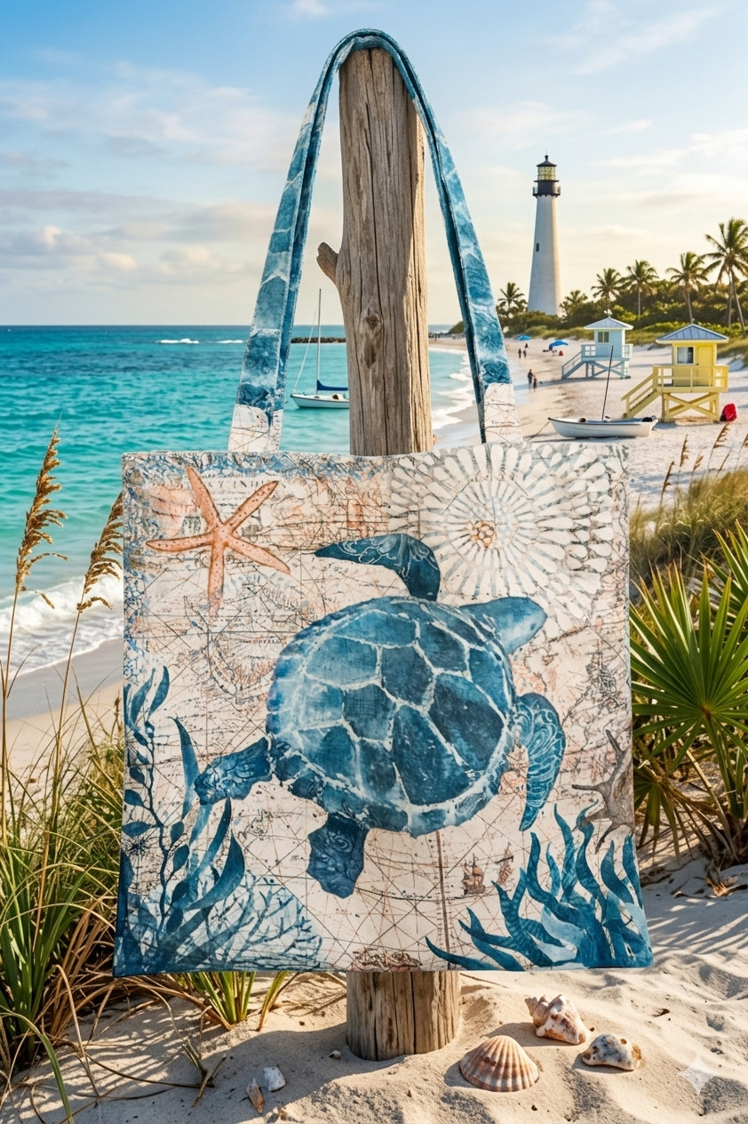 Sea Turtle Coastal Carry Tote Bag