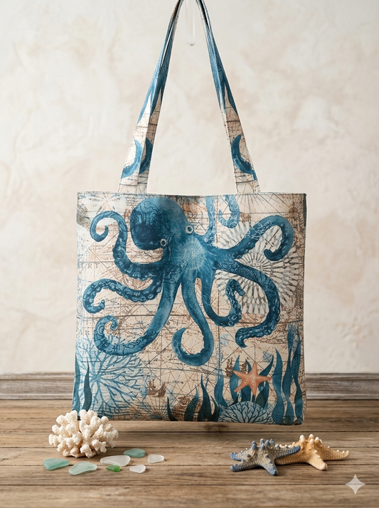 Octopus Coastal Carry Tote Bag