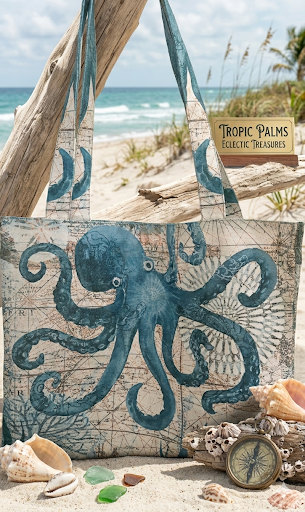 Octopus Coastal Carry Tote Bag